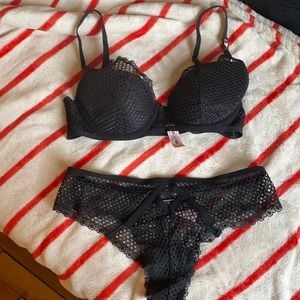 NWT Victoria’s Secret Very Sexy Black Mesh Bra & Cheeky Panty Set